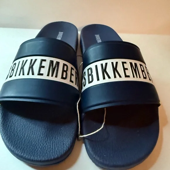 Bikkembergs Blue Slide Sandals Sporty Design Size 45